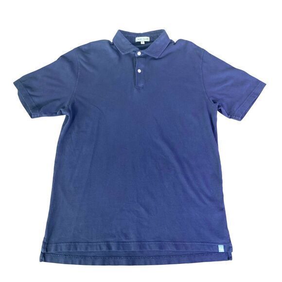 Peter Millar Men’s Navy Blue Polo Short Sleeve Linen Blend‎ Stretch Size Medium - Picture 6 of 11